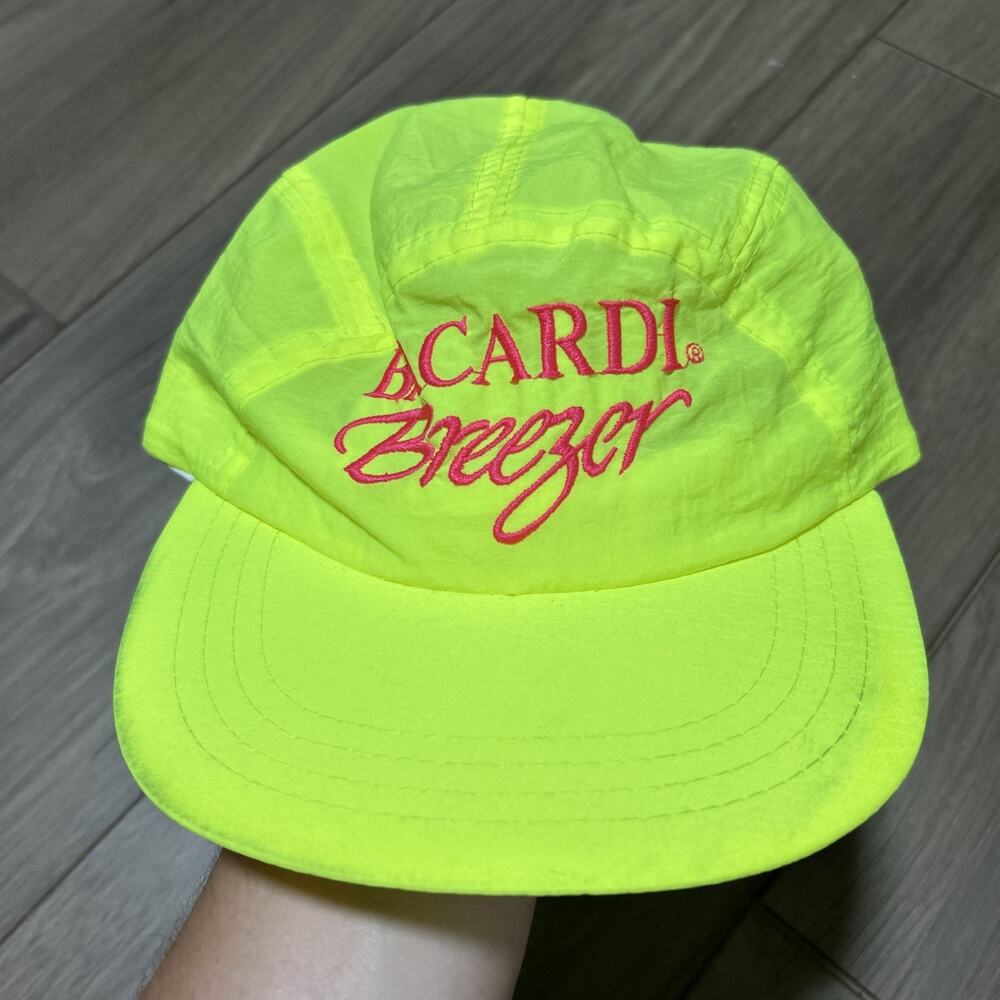 Vintage Bacardi Breezer Hat Cap Yellow Snapback Sun Faded Embroidered Adjustable
